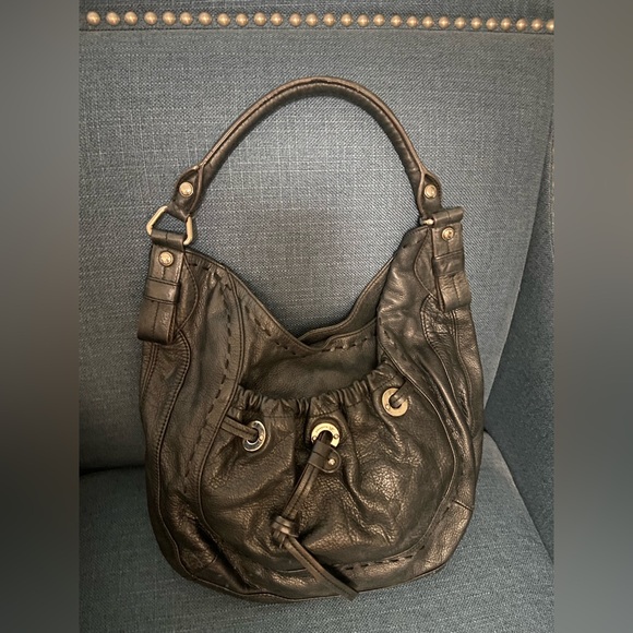 b. makowsky Handbags - B.Makowski Black Pebble Leather Large Hobo Shoulder Purse Bag Silver Hardware